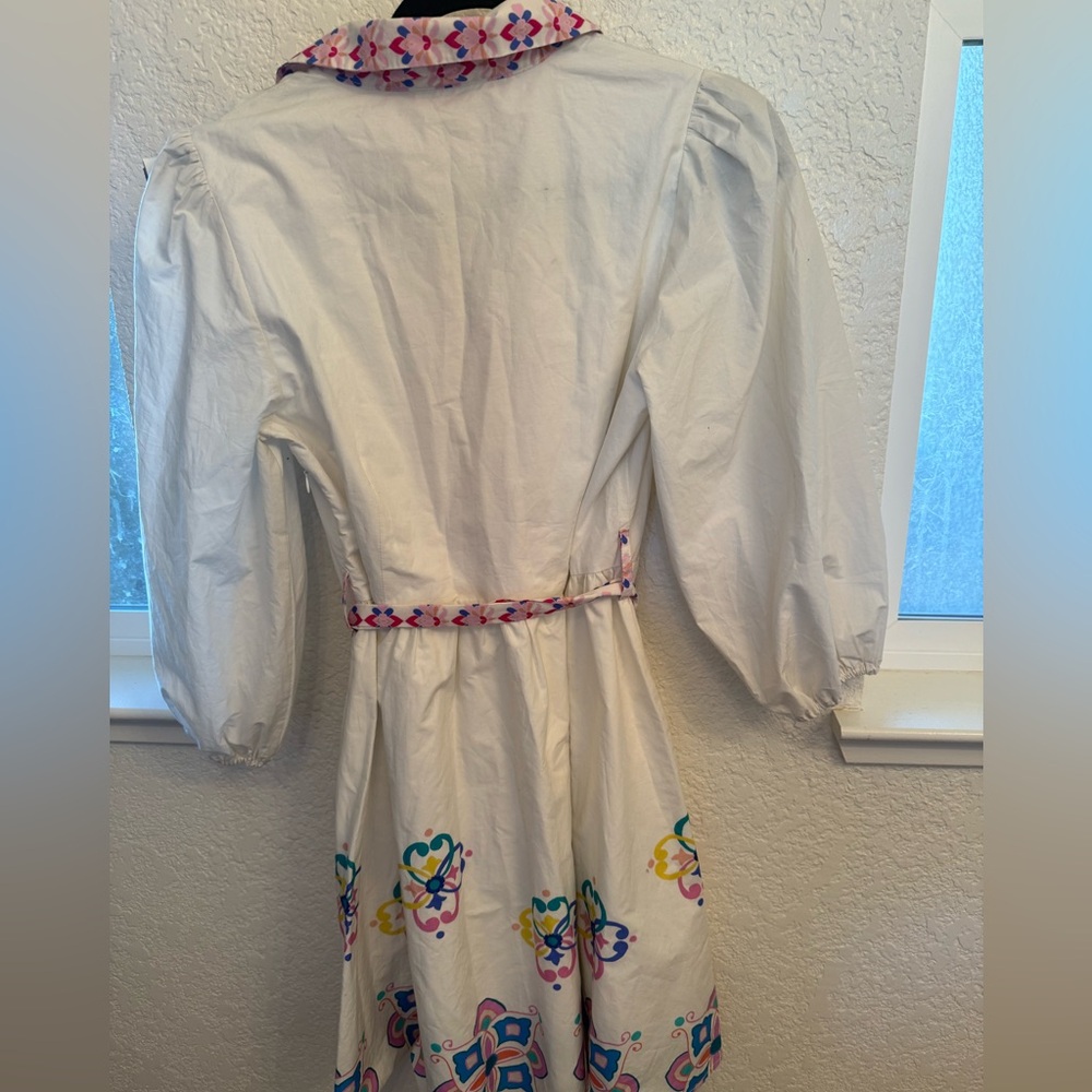 Hermoza Embroidered 100% Cotton Shirt Multi- Floral Cross Stitch Dress  S-Small - Picture 13 of 17
